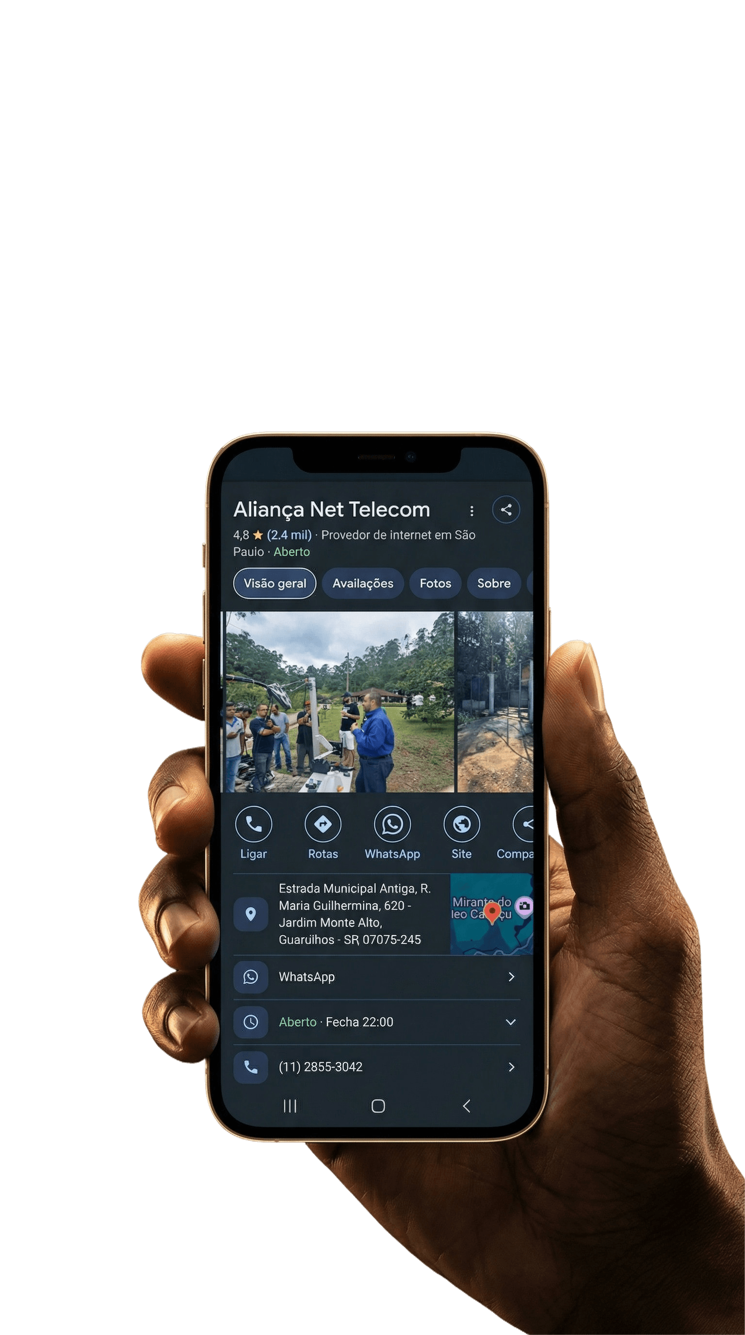 Perfil Google Meu Negócio da Aliança Net Telecom